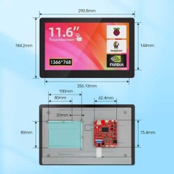 CrowVision 11.6inch IPS Capacitive Touch Screen for Raspberry Pi 4/5 - 1366x768 HD Display with Multi-Touch - 4