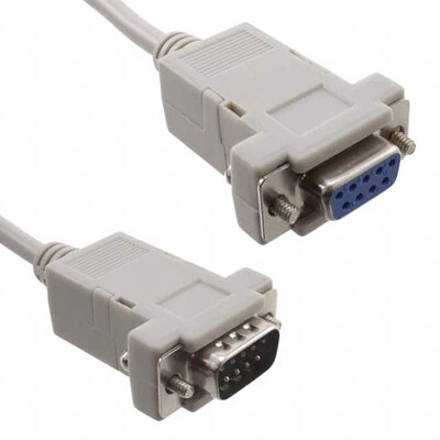 D-Sub Cable Assembly DB09 Beige, Individual (Round) 9.84' (3.00m) Receptacle, Female Sockets to Plug, Male Pins Shielded - 1