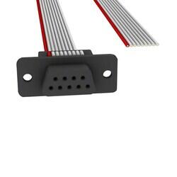 D-Sub Cable Assembly DB09 Gray, Ribbon 10.00' (3.05m) Receptacle, Female Sockets to Individual Wire Leads Unshielded - Assmann WSW Components