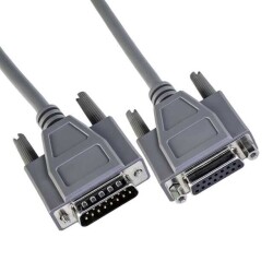 D-Sub Cable Assembly DB15 Gray, Individual (Round) 5.00' (1.52m) Receptacle, Female Sockets to Plug, Male Pins Shielded - Amphenol Cables on Demand