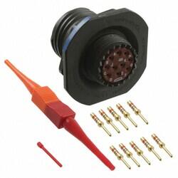 10 Position Circular Connector Receptacle, Male Pins Crimp - Amphenol Aerospace Operations