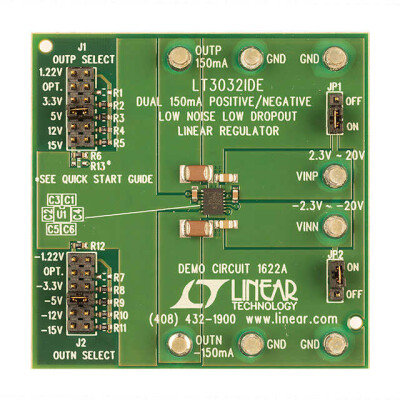 LT3032 2 - Dual Channels per IC Positive and Negative Adjustable Linear Voltage Regulator Evaluation Board - 1
