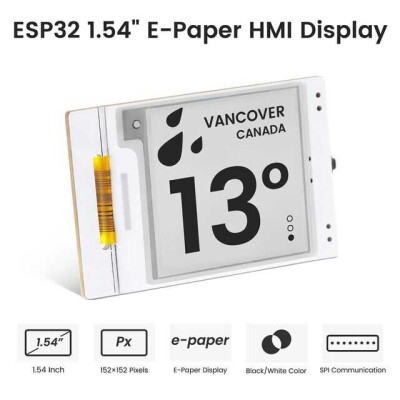 CrowPanel ESP32 1.54inch E-paper HMI Display with 152*152 Resolution, Black/White Color Driven By SPI Interface - 3