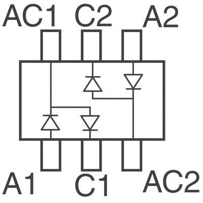 Diode Array 2 Pair Series Connection Standard 75V 215mA (DC) Surface Mount 6-TSSOP, SC-88, SOT-363 - 2