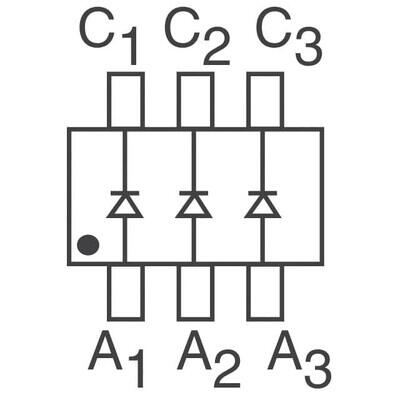 Diode Array 3 Independent Schottky 30 V 200mA (DC) Surface Mount 6-TSSOP, SC-88, SOT-363 - 2