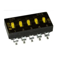Dip Switch SPST 5 Position Surface Mount Slide (Standard) Actuator 100mA 20VDC - CTS Electrocomponents