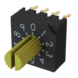 Dip Switch BCD 10 Position Through Hole Rotary with Shaft Actuator 30mA 15VDC - Knitter-Switch