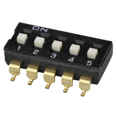 Dip Switch SPST 5 Position Surface Mount Slide (Standard) Actuator 25mA 24VDC - 1