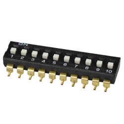 Dip Switch SPST 10 Position Surface Mount Slide (Standard) Actuator 25mA 24VDC - CUI Devices