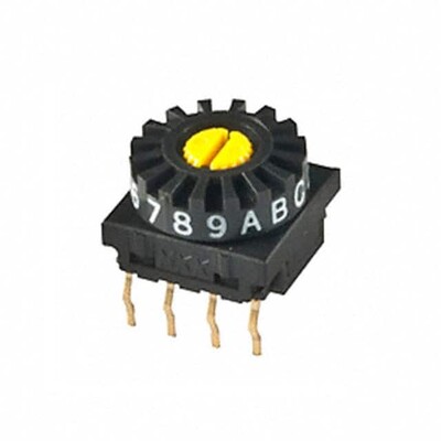 Dip Switch Hexadecimal Complement 16 Position Through Hole Rotary with Knob Actuator 100mA 5VDC - 1