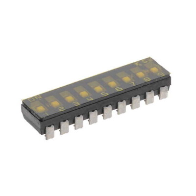 Dip Switch SPST 9 Position Surface Mount Slide (Standard) Actuator 25mA 24VDC - 1
