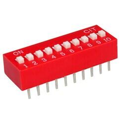 Dip Switch SPST 10 Position Through Hole Slide (Standard) Actuator 25mA 24VDC - 1