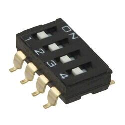 Dip Switch SPST 4 Position Surface Mount Slide (Standard) Actuator 25mA 24VDC - 1