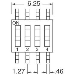 Dip Switch SPST 4 Position Surface Mount Slide (Standard) Actuator 25mA 24VDC - 2