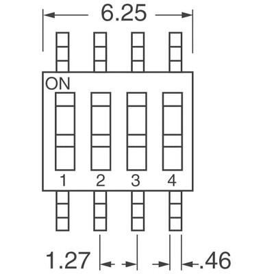 Dip Switch SPST 4 Position Surface Mount Slide (Standard) Actuator 25mA 24VDC - 2