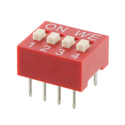 Dip Switch SPST 4 Position Through Hole Slide (Standard) Actuator 25mA 24VDC - Würth Elektronik