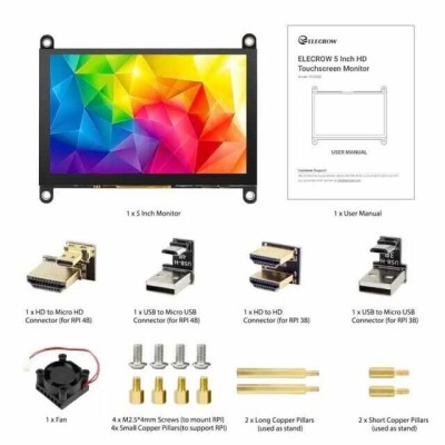RC050S HD 5inch 800x480 Capacitive Touch Monitor Built-in Speaker with Backlight Control - 1