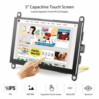 RC050S HD 5inch 800x480 Capacitive Touch Monitor Built-in Speaker with Backlight Control - 2