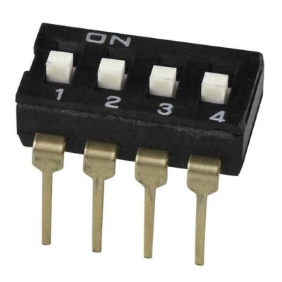 Dip Switch SPST 4 Position Through Hole Slide (Standard) Actuator 25mA 24VDC - 1