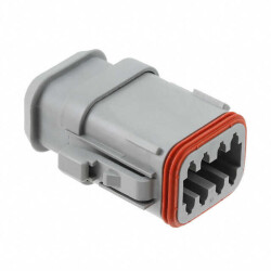 8 Position Rectangular Housing Connector Plug Gray - TE Connectivity Deutsch Connectors