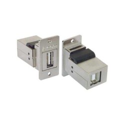 Adapter Connector USB-A (USB TYPE-A), Receptacle To USB-B (USB TYPE-B), Receptacle Panel Mount, Flange - L-com