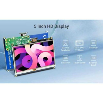 Elecrow RR050P 5inch 800x480 TFT Display with Touch Screen for Raspberry Pi Zero/Zero 2W - 3