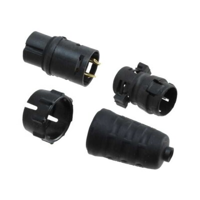 2 Position Circular Connector Plug, Female Sockets Solder Cup - 1