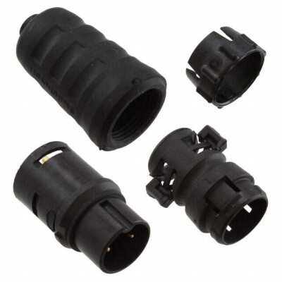2 Position Circular Connector Plug, Male Pins Solder Cup - 1