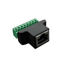 Adapter Connector Terminal Blocks, Screw Connection, 8 Pos, 1 Row To Modular, Female Jack, 8p8c (RJ45) Black, Green - DFRobot