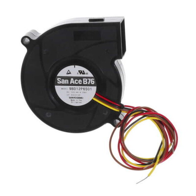 Fan Blower 12VDC Rectangular/Rounded - 76mm L x 69.7mm H Ball 10.2 CFM (0.286m³/min) 4 Wire Leads - 1