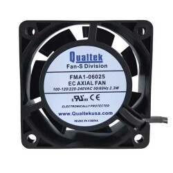 Fan Tubeaxial 100 ~ 240VAC Square - 60mm L x 60mm H Ball 16.8 CFM (0.470m³/min) 2 Wire Leads - Qualtek