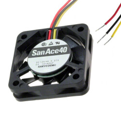 Fan Tubeaxial 12VDC Square - 40mm L x 40mm H Ball 4.2 CFM (0.118m³/min) 3 Wire Leads - 1