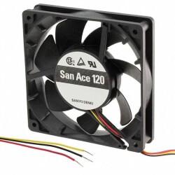 Fan Tubeaxial 12VDC Square - 119mm L x 119mm H Ball 115.0 CFM (3.22m³/min) 3 Wire Leads - Sanyo Denki America Inc.