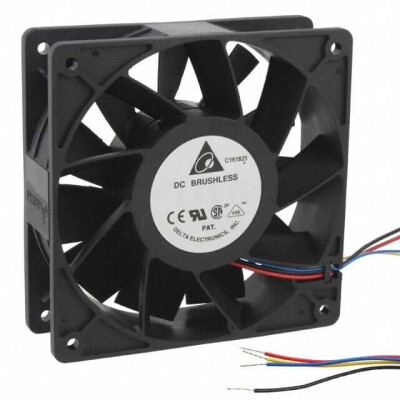 Fan Tubeaxial 12VDC Square - 120mm L x 120mm H Ball 252.9 CFM (7.08m³/min) 4 Wire Leads - 1