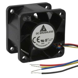 Fan Tubeaxial 12VDC Square - 40mm L x 40mm H Ball 26.5 CFM (0.742m³/min) 4 Wire Leads - Delta Electronics