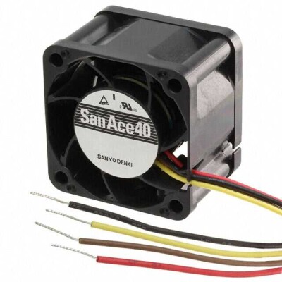 Fan Tubeaxial 12VDC Square - 40mm L x 40mm H Ball 31.8 CFM (0.890m³/min) 4 Wire Leads - 1