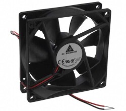 Fan Tubeaxial 12VDC Square - 92mm L x 92mm H Ball 57.9 CFM (1.62m³/min) 2 Wire Leads - Delta Electronics