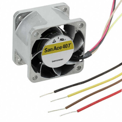 Fan Tubeaxial 12VDC Square - 40mm L x 40mm H Ball 18.4 CFM (0.515m³/min) 4 Wire Leads - 1