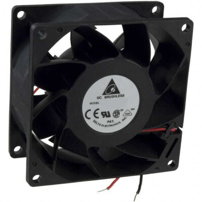 Fan Tubeaxial 12VDC Square - 80mm L x 80mm H Ball 68.5 CFM (1.92m³/min) 2 Wire Leads - 1
