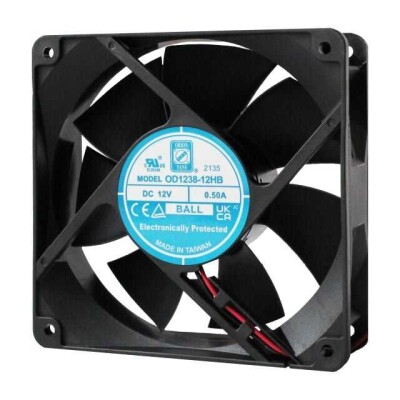 Fan Tubeaxial 12VDC Square - 120mm L x 120mm H Ball 235.5 CFM (6.59m³/min) 2 Wire Leads - 1