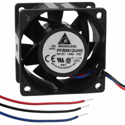 Fan Tubeaxial 12VDC Square - 60mm L x 60mm H Ball 67.8 CFM (1.90m³/min) 3 Wire Leads - 1