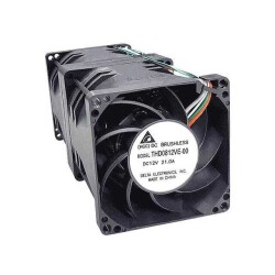 Fan Tubeaxial 12VDC Square - 80mm L x 80mm H Ball 195.0 CFM (5.52m³/min) 4 Wire Leads per Fan - Delta Electronics