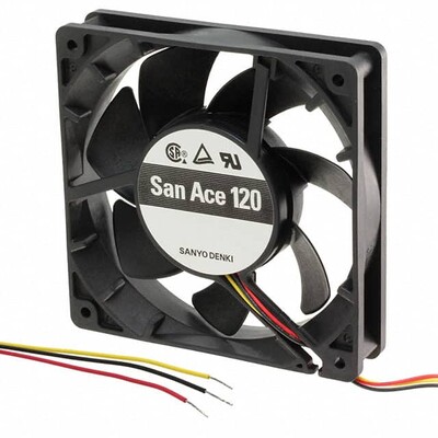 Fan Tubeaxial 12VDC Square - 119mm L x 119mm H Ball 130.0 CFM (3.64m³/min) 3 Wire Leads - 1