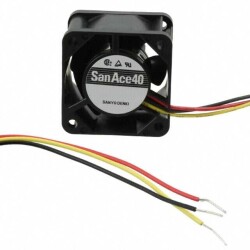 Fan Tubeaxial 24VDC Square - 40mm L x 40mm H Ball 16.2 CFM (0.454m³/min) 3 Wire Leads - Sanyo Denki America Inc.