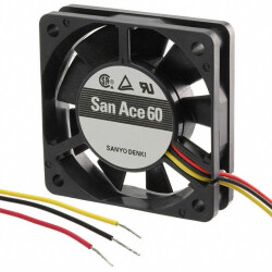 Fan Tubeaxial 24VDC Square - 60mm L x 60mm H Ball 27.5 CFM (0.770m³/min) 3 Wire Leads - Sanyo Denki America Inc.