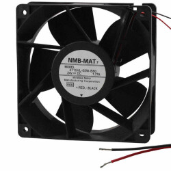 Fan Tubeaxial 24VDC Square - 120mm L x 120mm H Ball 243.2 CFM (6.81m³/min) 2 Wire Leads - 1