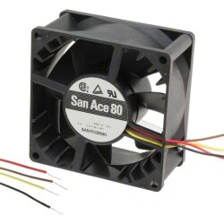 Fan Tubeaxial 24VDC Square - 80mm L x 80mm H Ball 79.5 CFM (2.23m³/min) 4 Wire Leads - Sanyo Denki America Inc.