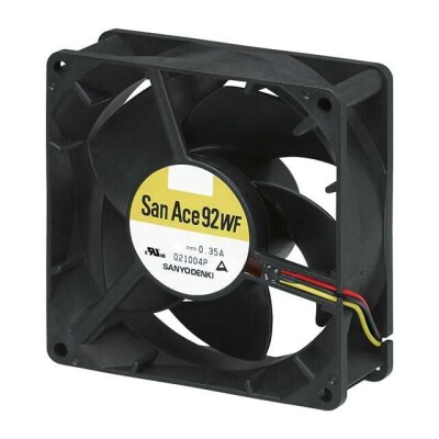 Fan Tubeaxial 24VDC Square - 92mm L x 92mm H Ball 86.5 CFM (2.42m³/min) 3 Wire Leads - 1