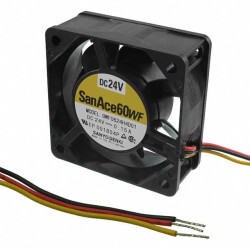 Fan Tubeaxial 24VDC Square - 60mm L x 60mm H Ball 23.6 CFM (0.661m³/min) 3 Wire Leads - 1