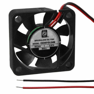 Fan Tubeaxial 24VDC Square - 40mm L x 40mm H Ball 7.2 CFM (0.202m³/min) 2 Wire Leads - 1